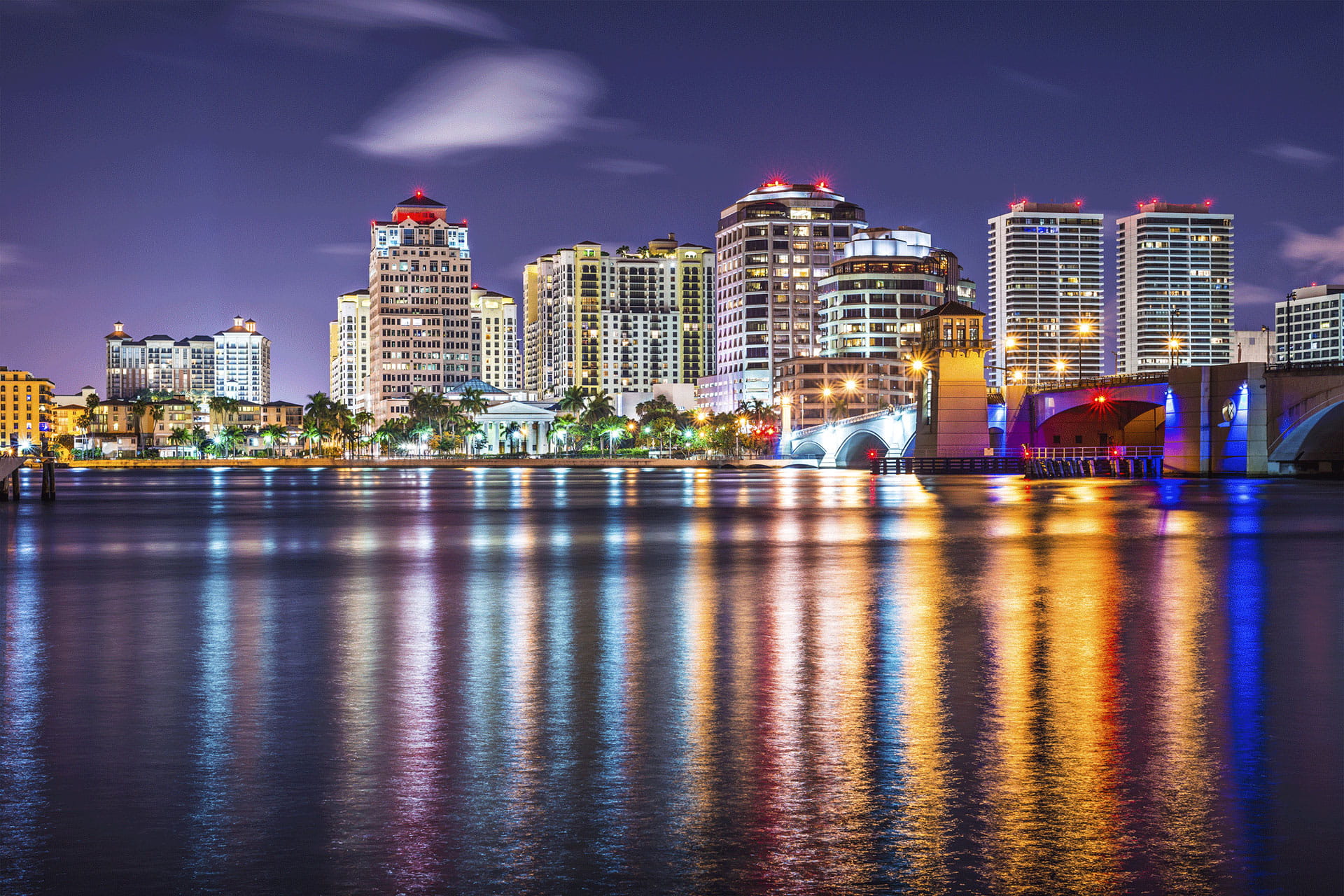 Palm Beach Cityscape Waterfront Night