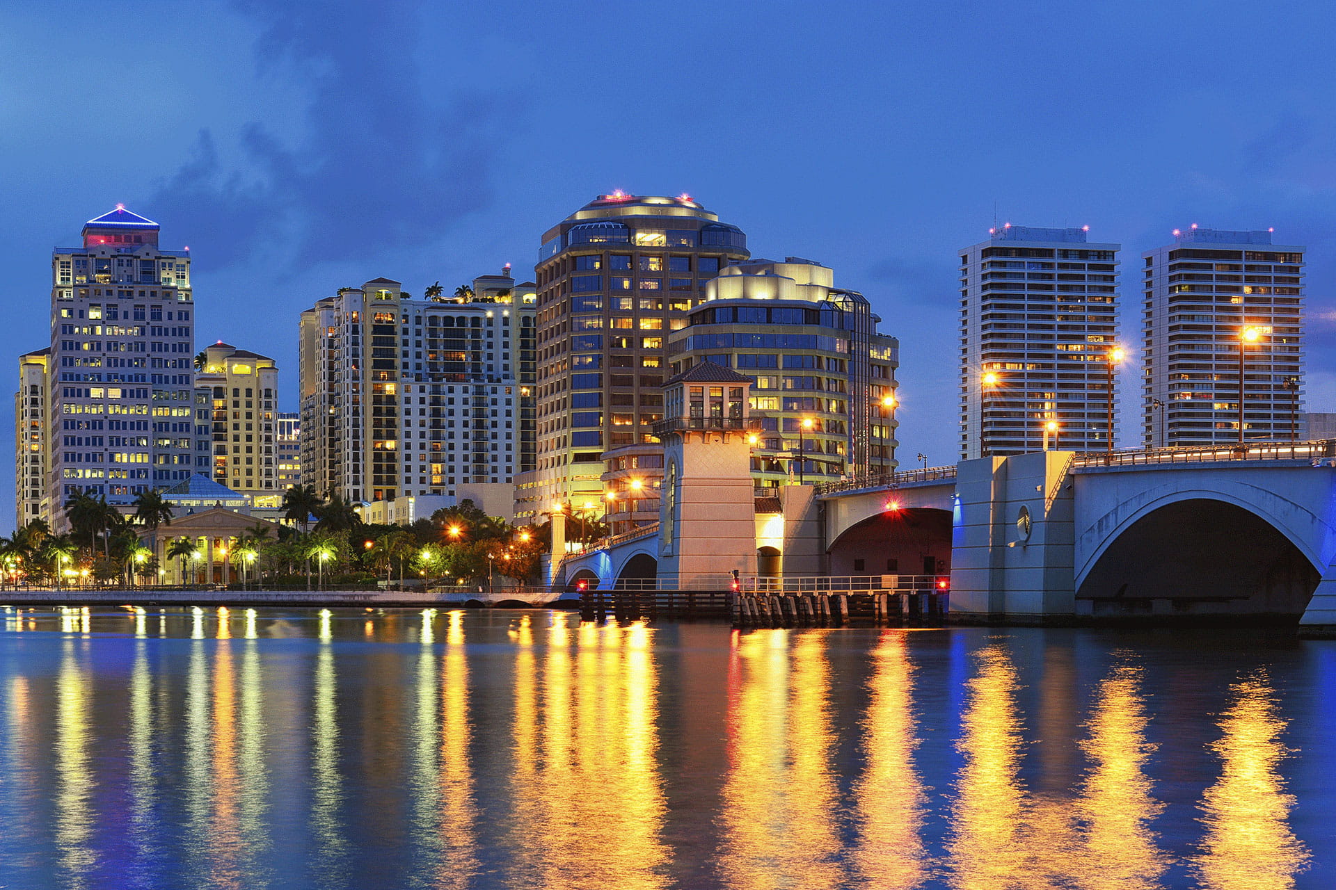 West Palm Beach Skyline Bridge Night